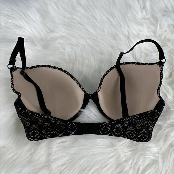 Victoria's Secret Perfect Coverage Convertible Push Up Bra Black Lace/Nude 32DD - Picture 5 of 12